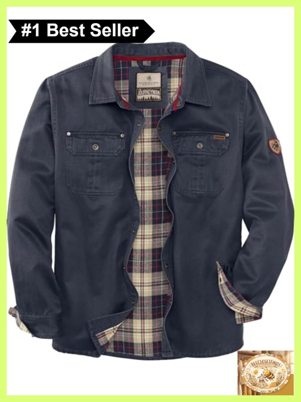 Waxed Cotton Flannel Lined Shirt Jacket Water Resistant Casual Layering